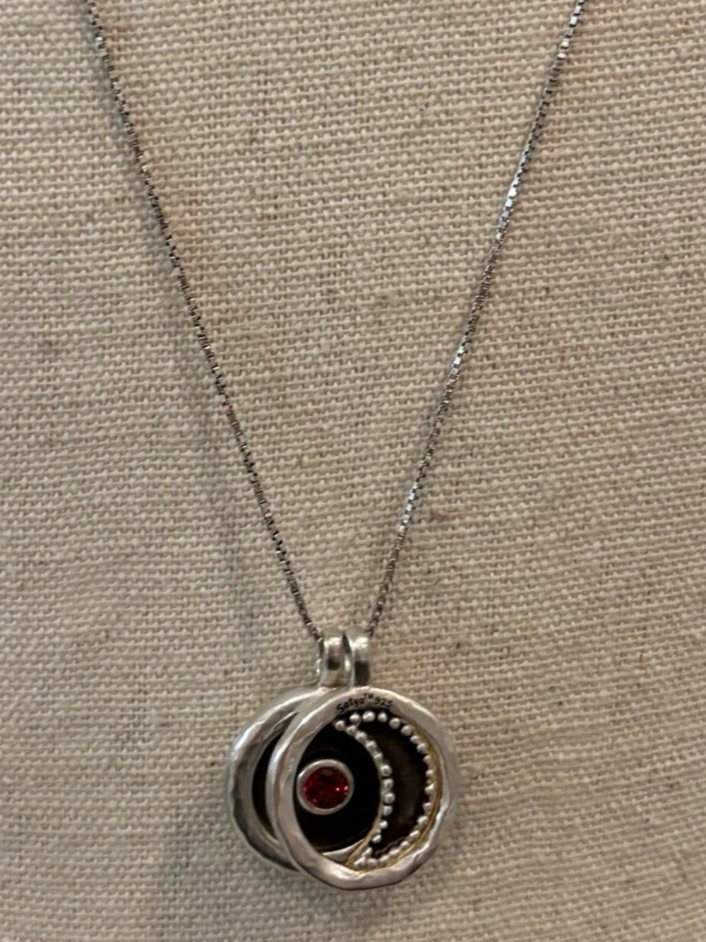 Satya Sterling Silver Red Stone Pendant Necklace
